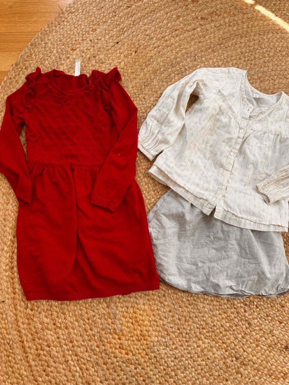 Girls Outfit Bundle Size 6 – Carter’s Sweater Dress, Gymboree Top, Flannel Skirt